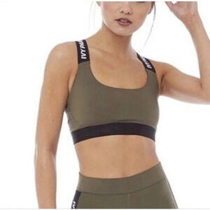 Ivy Park Olive Green Logo Band Racerback Sports Bra Size Small